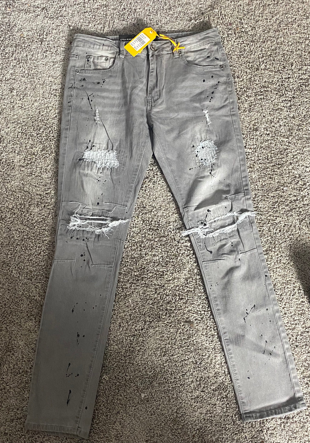 Gray Washed Ripped Jeans